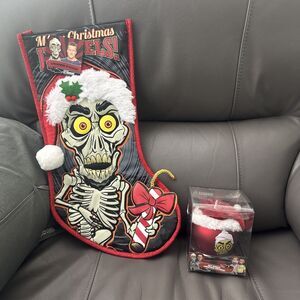 2012 Kurt Adler Jeff Dunham Achmed Christmas Stocking & Red Santa Hat  Ornament